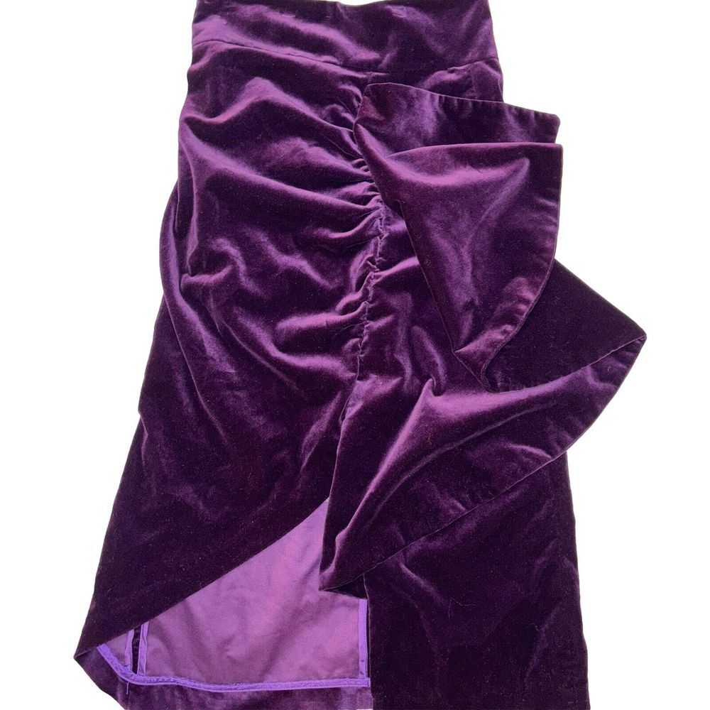 Silvia Tcherassi XS Plum Velvet Velour Ruffled Skirt Whimsy Goth Fairy Polished‎